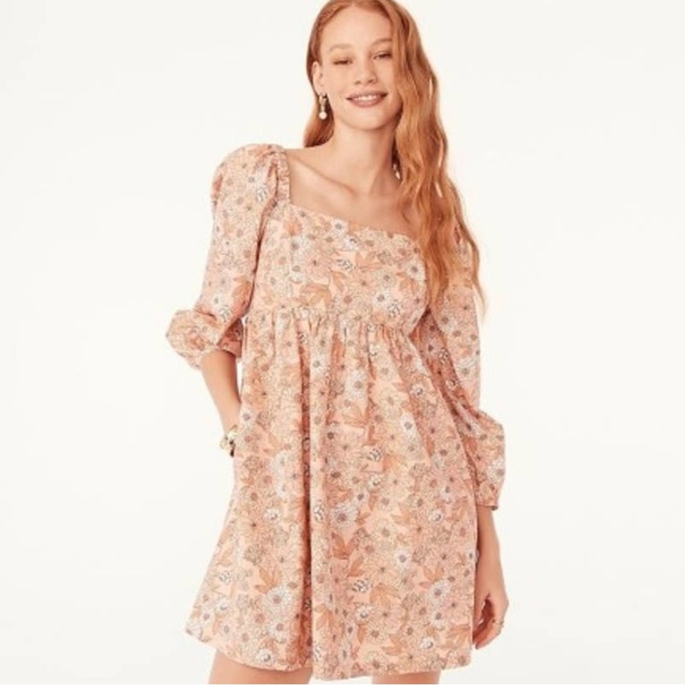 NWT J. Crew Squareneck cotton poplin dress in zinnia floral, Size S